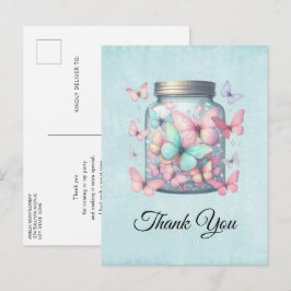 Whimsical Butterflies in a Jar Thank You ポストカード