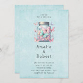 Whimsical Butterflies in a Jar Wedding 招待状 (正面/裏面)