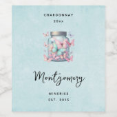 Whimsical Butterflies in a Jar Wine Making ワインラベル (シングルラベル)