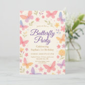 Whimsical Butterfly 1st Birthday Party 招待状 (スタンド正面)