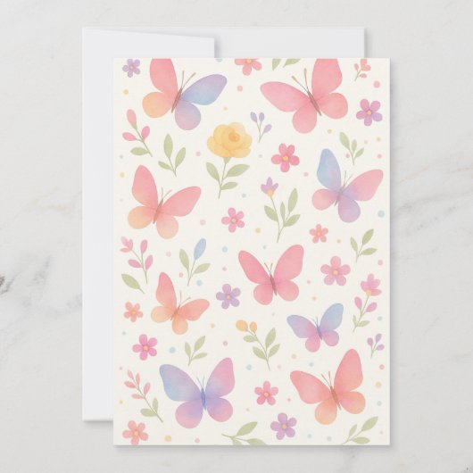 Whimsical Butterfly 1st Birthday Party 招待状 (裏面)