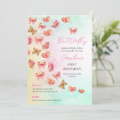 Whimsical Butterfly Baby Girl 1st Birthday Invite 招待状 (スタンド正面)