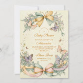 Whimsical Butterfly Bow Baby Shower 招待状 (正面)