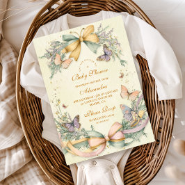 Whimsical Butterfly Bow Baby Shower 招待状