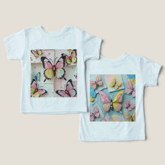 ✨ Whimsical Butterfly Dreams – Cartoon-Style Tee (デザイン正面&裏面)