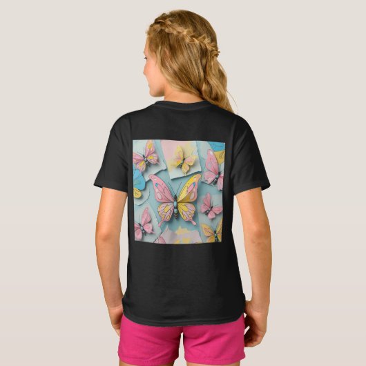 ✨ Whimsical Butterfly Dreams – Cartoon-Style Tee Tシャツ (裏面フル)