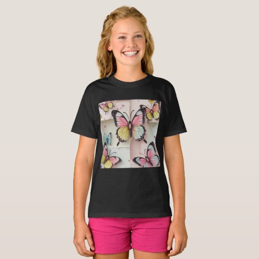 ✨ Whimsical Butterfly Dreams – Cartoon-Style Tee Tシャツ (正面フル)