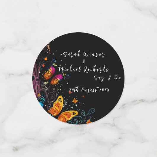 whimsical butterfly garden wedding invitation コンフェッティ (スモール正面)