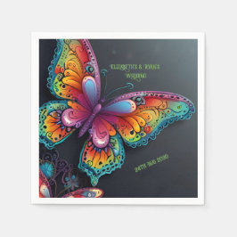 whimsical butterfly romance wedding invitation スタンダードカクテルナプキン