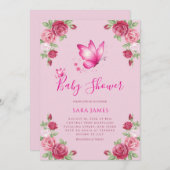 Whimsical Butterfly & Rose Baby Shower Invitation 招待状 (正面/裏面)