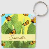 Whimsical Cactus And Butterflies キーホルダー (裏面)