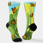 Whimsical Cactus And Butterflies ソックス (傾斜あり)