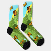 Whimsical Cactus And Butterflies ソックス (右)