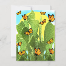 Whimsical Cactus And Butterflies