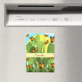 Whimsical Cactus And Butterflies マグネット (インサイチュ (食洗機))