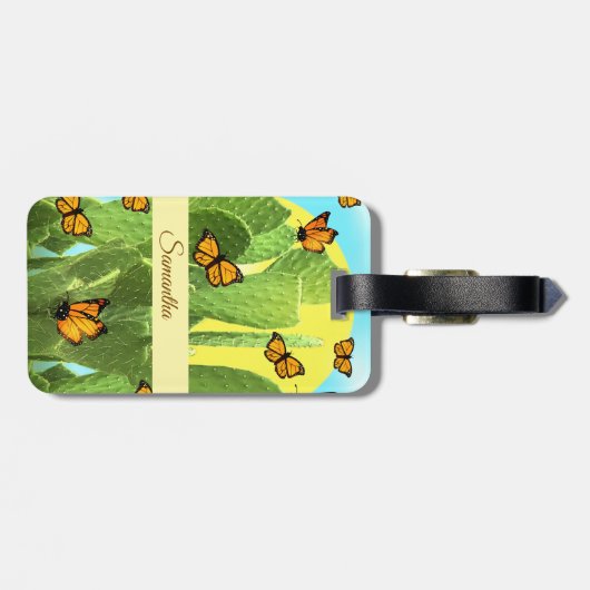 Whimsical Cactus And Butterflies ラゲッジタグ (裏面横)