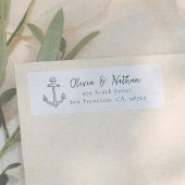 Whimsical Calligraphy Blue Wedding Return Address ラベル