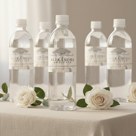 Whimsical Calligraphy Graduation Bow ペットボトルラベル