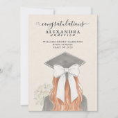Whimsical Calligraphy Graduation Bow Photo 案内状 (正面)