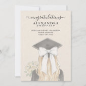 Whimsical Calligraphy Graduation Bow Photo 案内状 (正面)
