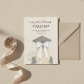 Whimsical Calligraphy Graduation Bow Photo 案内状