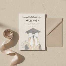 Whimsical Calligraphy Graduation Bow Photo 案内状