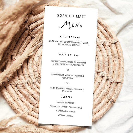 Whimsical Calligraphy Minimalist Wedding Menu メニュー
