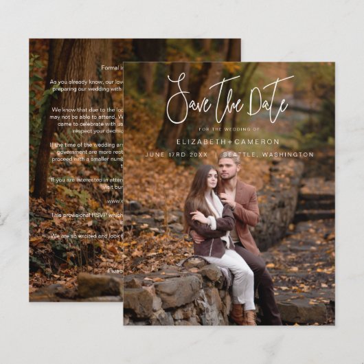 Whimsical Calligraphy Wedding Photo Engagement (正面/裏面)