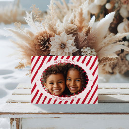  Whimsical Candy Cane Stripe Holiday Photo Card シーズンカード