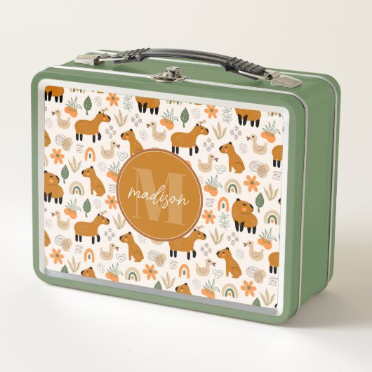 Whimsical Capybara Metal Lunchbox メタルランチボックス (正面)