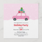 Whimsical Car with Christmas Gifts in Pink 招待状 (正面)