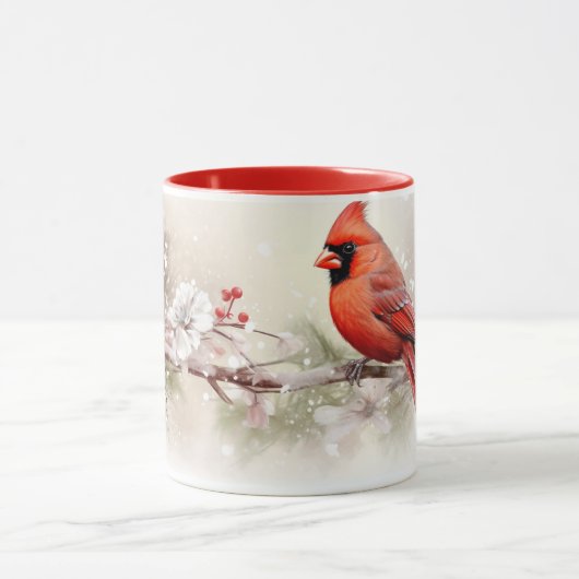 Whimsical Cardinal Christmas Mug マグカップ (中央)