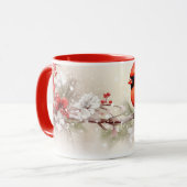Whimsical Cardinal Christmas Mug マグカップ (正面左)