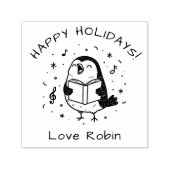Whimsical Carol Singing Robin Merry Christmas セルフインキングスタンプ (デザイン)