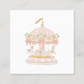 Whimsical Carousel Floral Baby Shower Book Card エンクロージャーカード (裏面)