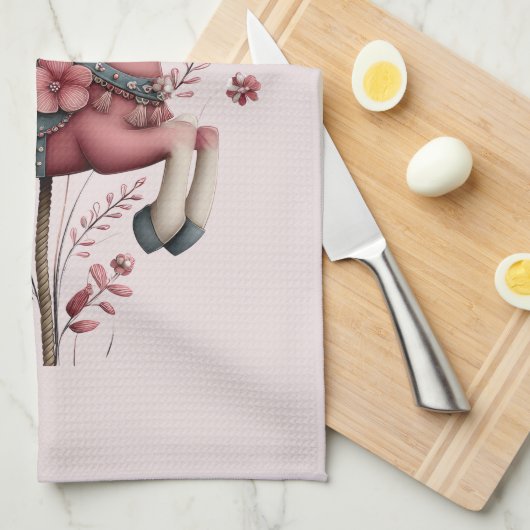 Whimsical Carousel Horse Image キッチンタオル (四つ折り)