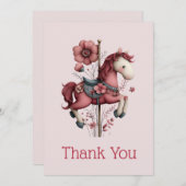 Whimsical Carousel Horse Image サンキューカード (正面/裏面)