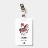 Whimsical Carousel Horse Image バッジ (裏面 （クリップ付）)