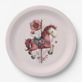 Whimsical Carousel Horse Image ペーパープレート (正面)