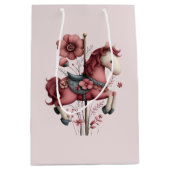 Whimsical Carousel Horse Image ミディアムペーパーバッグ (正面)