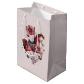 Whimsical Carousel Horse Image ミディアムペーパーバッグ (正面アングル)