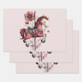 Whimsical Carousel Horse Image ラッピングペーパーシート