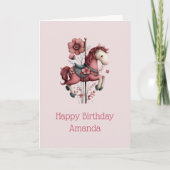 Whimsical Carousel Horse Image Birthday カード (正面)
