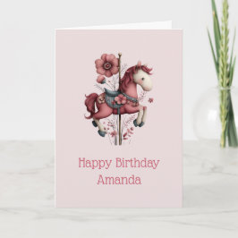 Whimsical Carousel Horse Image Birthday カード