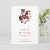 Whimsical Carousel Horse Image Birthday 招待状 (スタンド正面)
