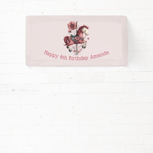 Whimsical Carousel Horse Image Birthday 横断幕 (インサイチュ)