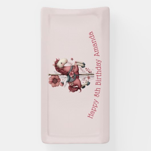 Whimsical Carousel Horse Image Birthday 横断幕 (縦)