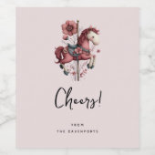 Whimsical Carousel Horse Image Cheers ワインラベル (シングルラベル)