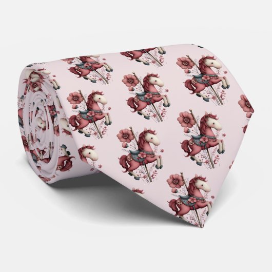 Whimsical Carousel Horse Image Pattern ネクタイ (ロール)