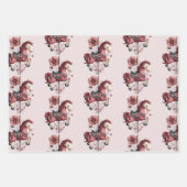 Whimsical Carousel Horse Image Pattern ラッピングペーパーシート (正面2)